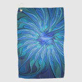 Serviette De Golf Imaginaire Fleur Bleue Motif, Art Fractal Abstrait (Devant)