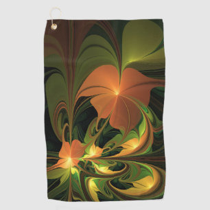 Serviette De Golf Imaginaire Plante Abstrait rouille verte Brown fra