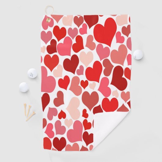 Serviette De Golf Impression cardiaque rouge et rose (En situation)
