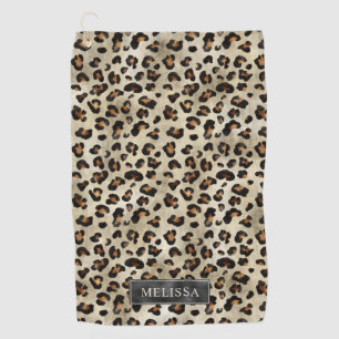 Serviette De Golf Impression d'animal léopard avec fausse feuille no
