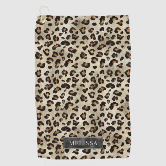 Serviette De Golf Impression d'animal léopard avec fausse feuille no (Devant)