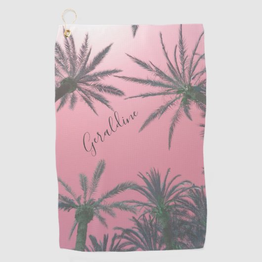 Serviette De Golf Impression de Palmier rose mignon (Devant)