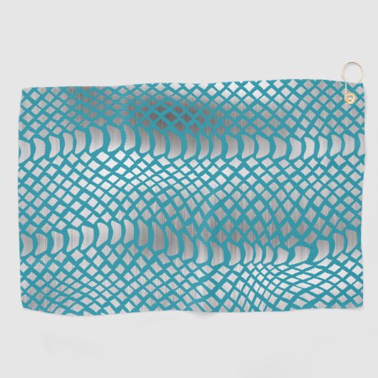 Serviette De Golf Impression de serpent d'argent bleu turquoise (Horizontal)