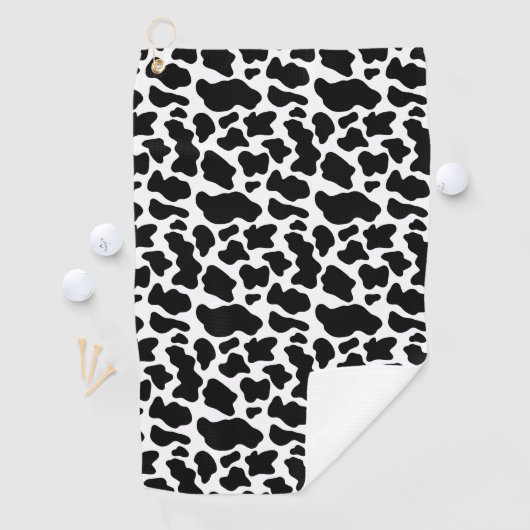Serviette De Golf Impression de vache noire et blanche (En situation)