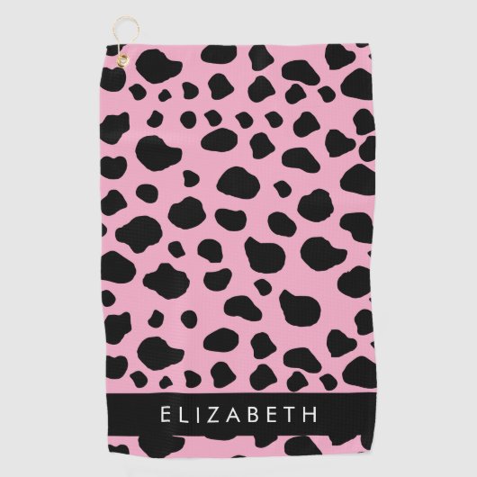 Serviette De Golf Impression De Vache, Spots De Vache, Vache Rose, V (Devant)