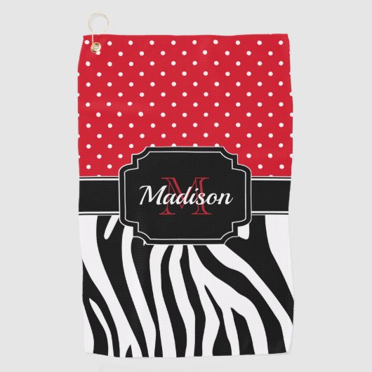 Serviette De Golf Impression des points et des zèbres (Devant)