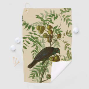 Serviette De Golf Impression d'oiseau Grackle violet d'Audubon Botan