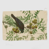 Serviette De Golf Impression d'oiseau Grackle violet d'Audubon Botan (Horizontal)