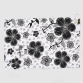 Serviette De Golf Impression florale noir et blanc (Horizontal)