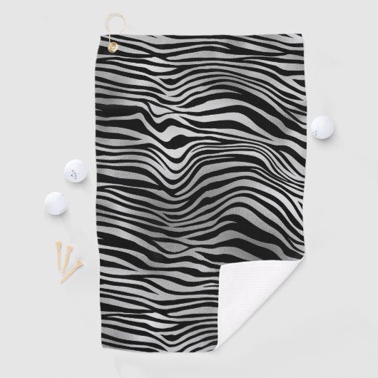 Serviette De Golf Impression Zèbre noir argenté (En situation)
