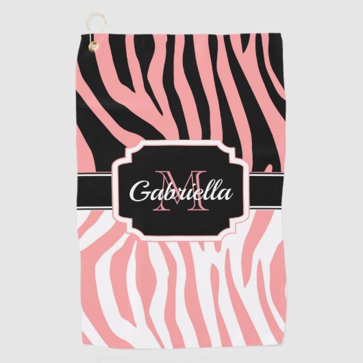 Serviette De Golf Impression Zèbre rose (Devant)