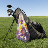 Serviette De Golf Impressionniste Daffodil Floral Purple Personnalis (Vert)
