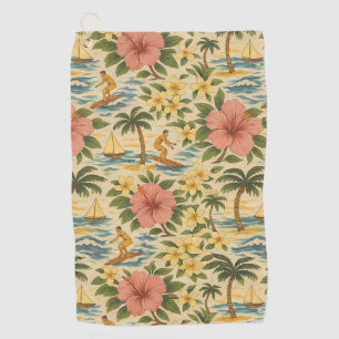 Serviette De Golf Imprimé de chemise hawaïenne délavé du milieu du s