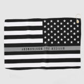 Serviette De Golf Indicateur de ligne gris mince Monogramme de l'age (Horizontal)