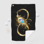 Serviette De Golf Infinité avec plume de paon doré (En situation)