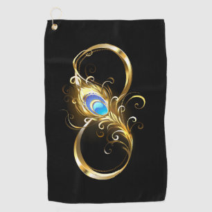 Serviette De Golf Infinité avec plume de paon doré