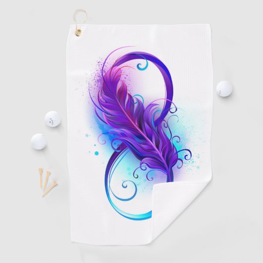 Serviette De Golf Infinity with purple feather (En situation)