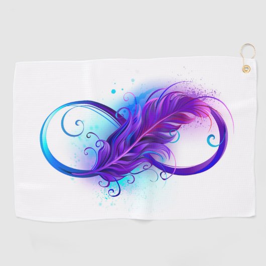 Serviette De Golf Infinity with purple feather (Horizontal)