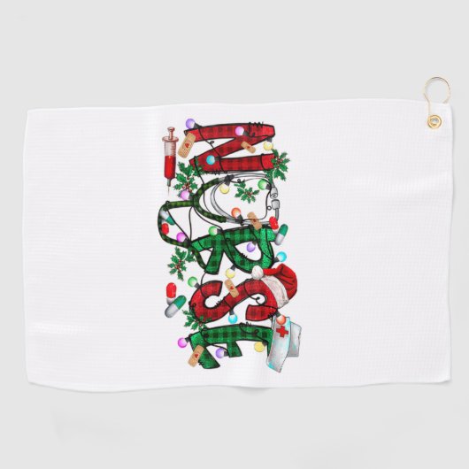 Serviette De Golf Infirmière Arbre de Noël Stethoscope RN LPN Scrub (Horizontal)