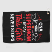 Serviette De Golf Infirmière Cadeau CNA Par Supermom De Nuit (Horizontal)