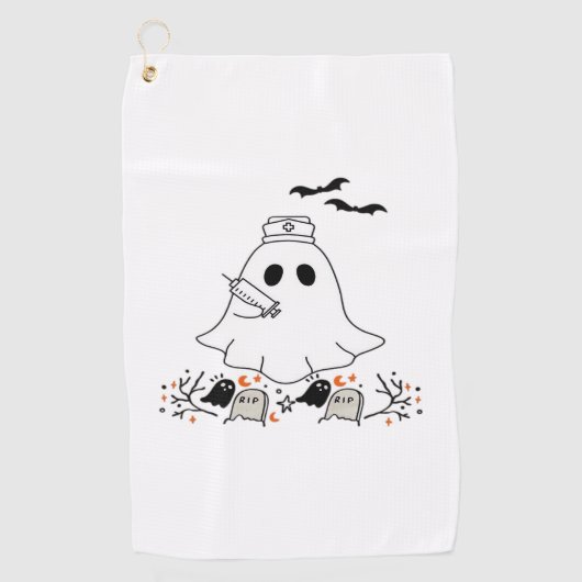 Serviette De Golf Infirmière Ghost mignonne Halloween Design T-shirt (Devant)