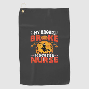 Serviette De Golf Infirmière Halloween Balai Cassé Sorcière Graphiqu