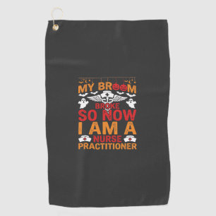 Serviette De Golf Infirmière Halloween Broom Broke Design_1