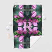 Serviette De Golf Initiale de monogramme personnalisé Fleur rose Art (En situation)