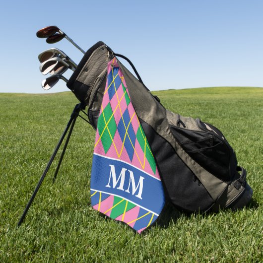 Serviette De Golf Initiale de monogramme prépa (Vert)