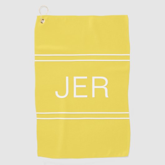 Serviette De Golf Initiales à 3 lettres Monogrammé Golfer's Yellow (Devant)