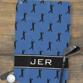 Serviette De Golf Initiales customisées Golfer Black Motif Bleu
