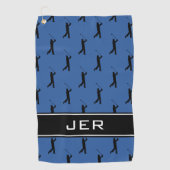 Serviette De Golf Initiales customisées Golfer Black Motif Bleu (Devant)
