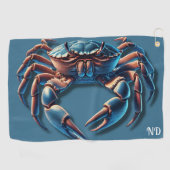 Serviette De Golf Initiales de l'Ocean King Crab (Horizontal)