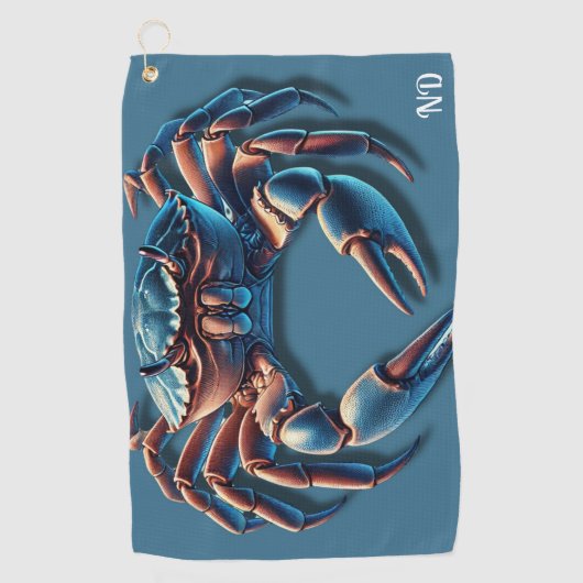 Serviette De Golf Initiales de l'Ocean King Crab (Devant)