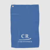 Serviette De Golf Initiales de monogramme moderne élégant Nom Bleu B (Devant)