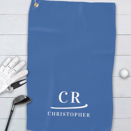Serviette De Golf Initiales de monogramme moderne élégant Nom Bleu B