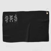 Serviette De Golf Initiales de monogramme personnalisées Feuille bot (Horizontal)