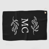 Serviette De Golf Initiales de monogramme personnalisées Feuille bot (Horizontal)
