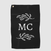 Serviette De Golf Initiales de monogramme personnalisées Feuille bot (Devant)