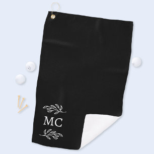 Serviette De Golf Initiales de monogramme personnalisées Feuille bot