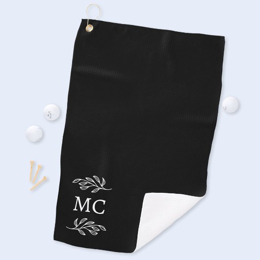 Serviette De Golf Initiales de monogramme personnalisées Feuille bot