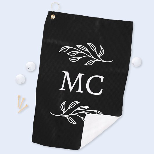 Serviette De Golf Initiales de monogramme personnalisées Feuille bot