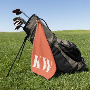 Serviette De Golf Initiales du Monogramme orange moderne personnalis