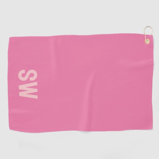 Serviette De Golf Initiales du monogramme rose moderne (Horizontal)