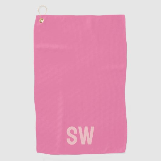 Serviette De Golf Initiales du monogramme rose moderne (Devant)