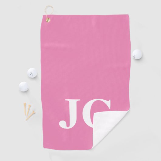 Serviette De Golf Initiales du Monogramme rose moderne (En situation)