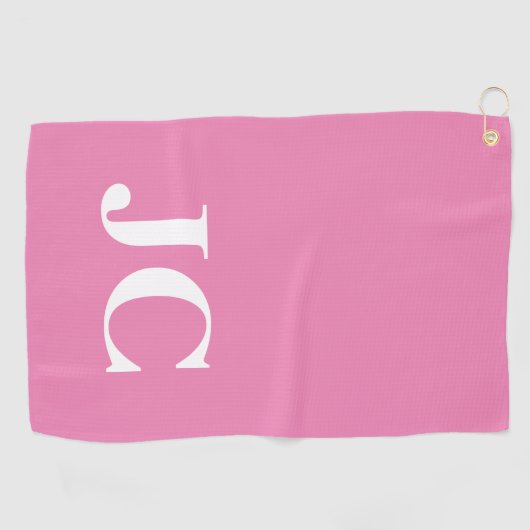 Serviette De Golf Initiales du Monogramme rose moderne (Horizontal)