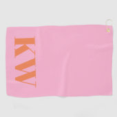 Serviette De Golf Initiales du Monogramme rose moderne personnalisée (Horizontal)