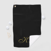 Serviette De Golf Initiales élégantes de lettres en or noir Monogram (En situation)