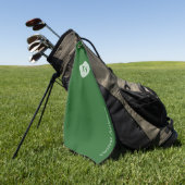 Serviette De Golf Initiales et nom en vert sur fond vert foncé (Vert)